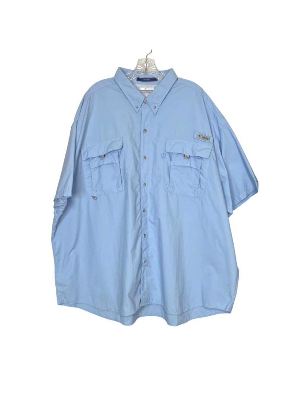 Columbia PFG Button Front Shirt Bahama Fishing‎ Mens Size 4X Blue Short Sleeves